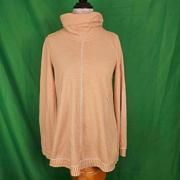 Maeve Anthropologie Womens Yellow White‎ Striped Tai Cowl Neck Sweater Medium - Picture 1 of 5
